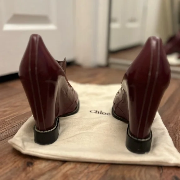 Chloe Deep Red Heeled Boots - Picture 7 of 8